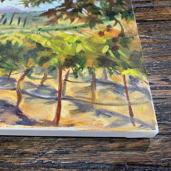 Oil Painting Wine Vineyard Scene Art Canvas 12 x 9 Inches - Picture 4 of 9